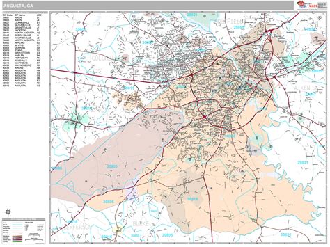 Augusta Georgia Wall Map (Premium Style) by MarketMAPS - MapSales