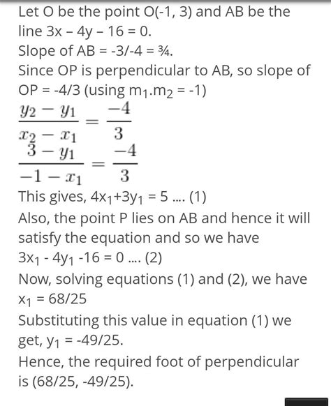 Find the coordinates of the foot of the perpendicular drawn from the ...