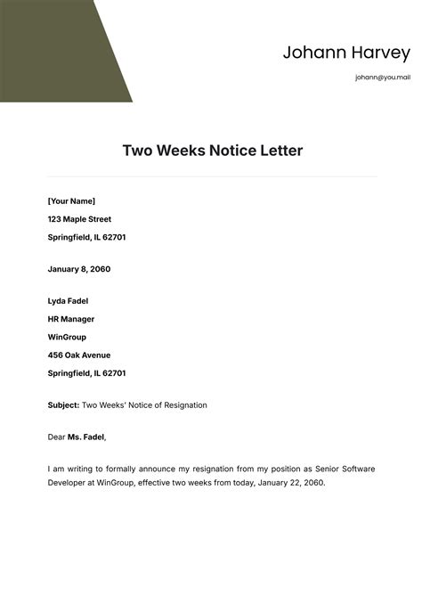 Free Resignation Letter Template to Edit Online