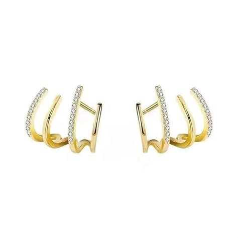 Vembley Korean Gold Plated Cubic Zirconia Studded 4 Earring Effect Claw ...