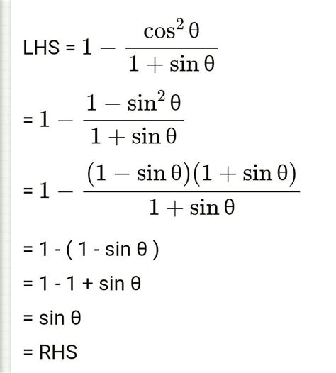 1. Prove that: 1- cos² 0/ 1+ sin 0 = sin 0. - Brainly.in