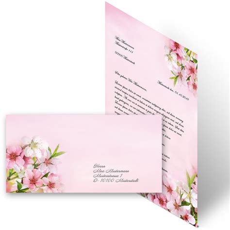 Stationery-Sets PEACH BLOSSOMS 20-pc. Complete set DIN A4 & DIN LONG