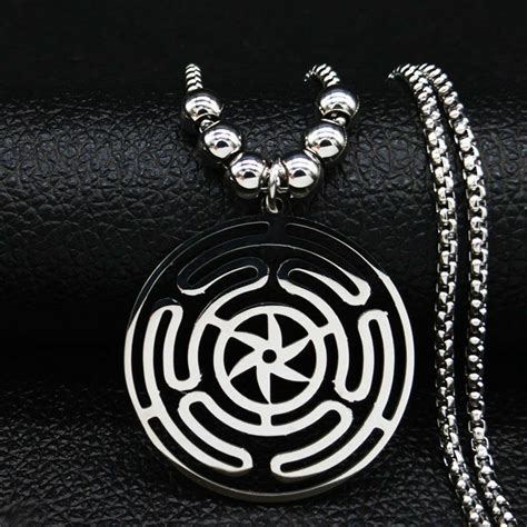 Buy Hecate's Wheel Strophalos of Hekate Symbol Necklace Metal Chain ...