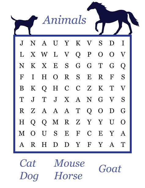 Printable easy word search games for kids - Printerfriend.ly