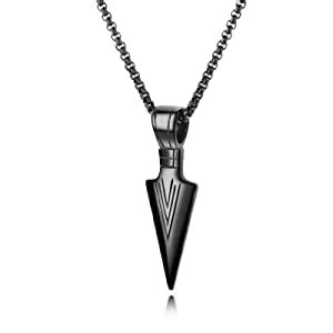 Buy VIEN Gothic Punk Arrowhead Pendant Necklace Viking Spearhead Unisex ...