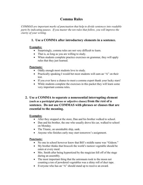 Image result for Parenthesis Comma Rule