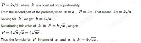 Solved: Given also that y is directly proportional to x and when x=a, P ...