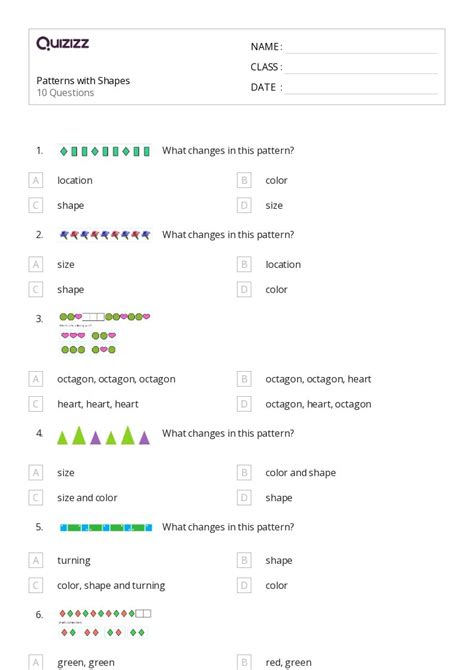 50+ Shape Patterns worksheets for 3rd Class on Quizizz | Free & Printable