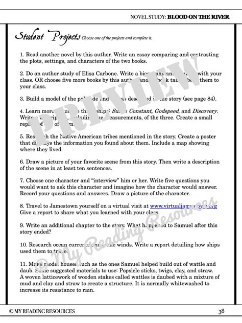 Blood on the River Student Worksheet Packet - My Reading Resources