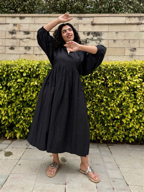Swarna Linen Dress- Black – Minimul
