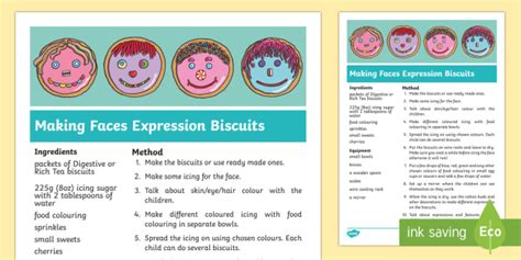 Expression Biscuits Recipe Sheet (teacher made)