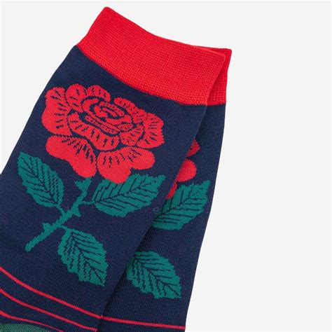 Men's Bamboo Socks Blue Red English Rose By Sock Talk