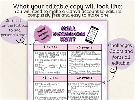 Mall Scavenger Hunt - Tweens and Teens Fun Birthday Party Shopping Mall ...