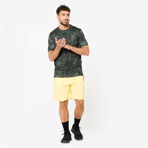 Crew Neck Short-Sleeved Breathable Men's Gym T-Shirt 120- Khaki