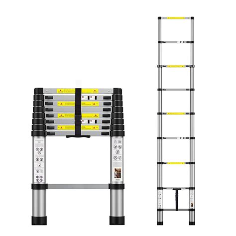 BOWEITI 2.6m(8.5 FT) Aluminium Foldable Telescoping Extension Ladder ...