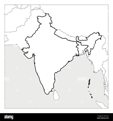 India Political Map Outline With Neighbouring Countries