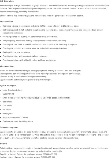 Image result for Retail Manager Job Description Map Template