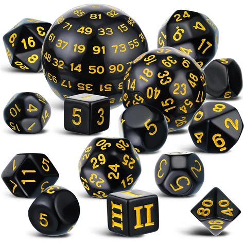 Civaner 15 Pcs Complete Polyhedral Dice Set D3-D100 Spherical RPG Dice ...