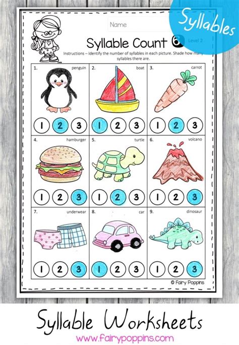 Free Count Syllables Worksheet 的图像结果