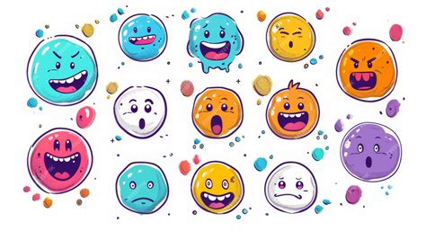 Premium Photo | A modern cartoon set of funny faces with emotions Round face emoticons laughing ...