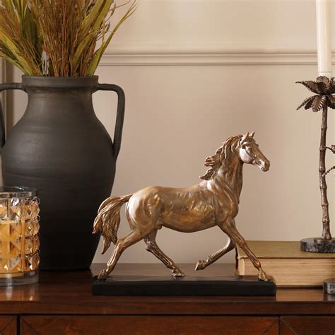 Gold Matte Polyresin Walking Horse