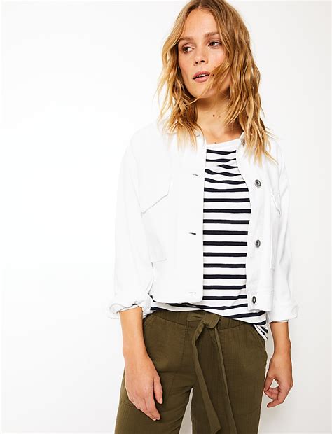 Buy Pure Cotton Cropped Utility Jacket at Marks & Spencer