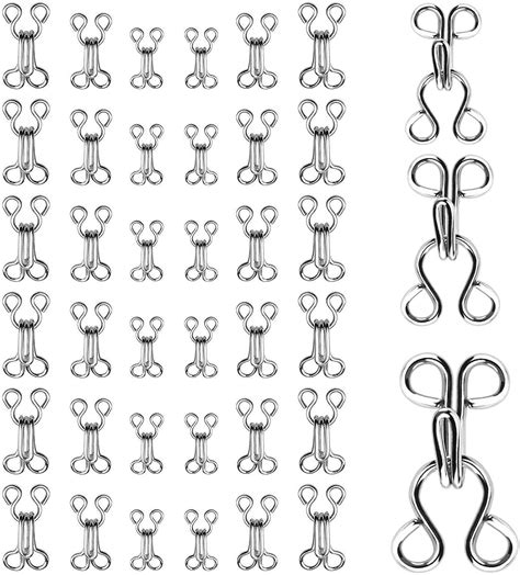 VOOVEN 30 Pairs Bra Sewing Hooks and Eyes Closure Sets - 3 Sizes Metal ...
