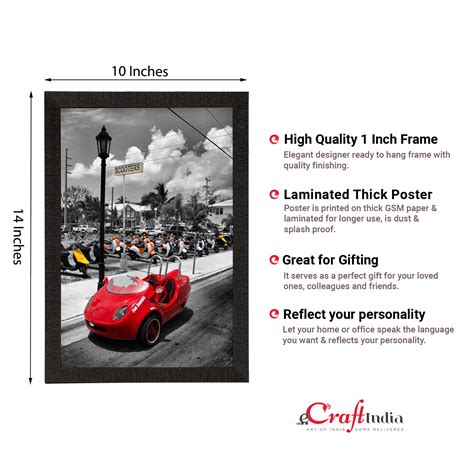 Red Antique Car Satin Matt Texture UV Art Painting - eCraftIndia Online