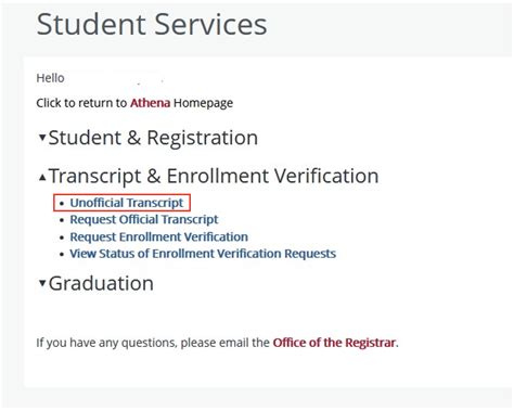 Unofficial Transcript - UGA Office of the Registrar