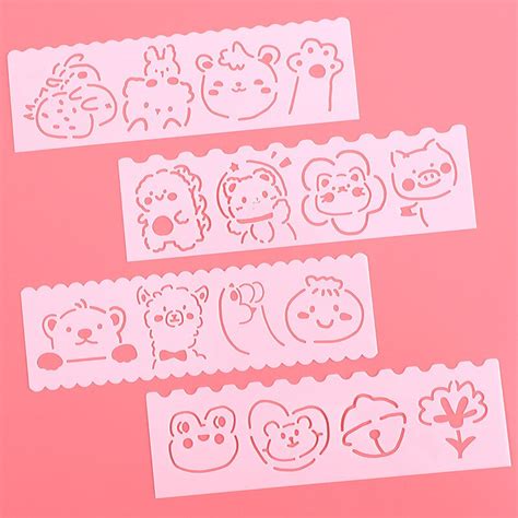 4pcs/set Kawaii Cute Cartoon Hollow Painting Stencils – The Kawaii Shoppu