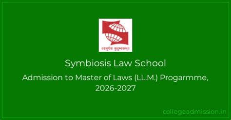Symbiosis Law School: Admission to Master of Laws (LL.M.) Progarmme ...