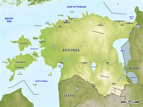 Blue Green Atlas - Free relief map of Estonia