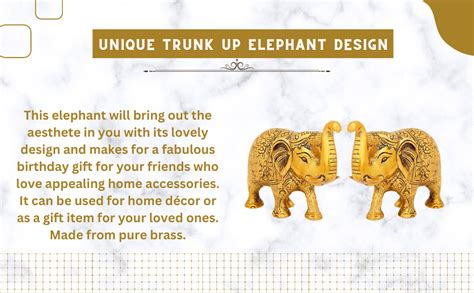 Buy Handicrafts Paradise Metal Elephant Pair Trunk Up Antique Golden ...