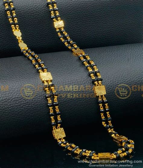 Buy New Black Crystal Chain with Box Mugappu Design Connector Two Line ...