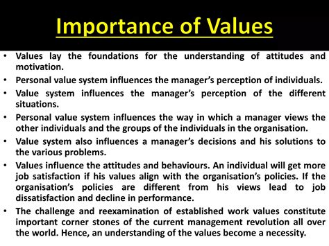 Values - Organisational Behaviour | PPTX - importance of values in organisational behaviour