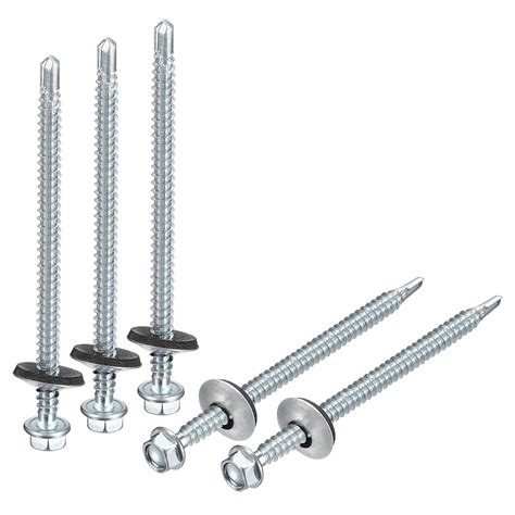 Uxcell #12x3-5/9" Self Drilling Screws with Rubber Washer, 150Pcs Zinc ...