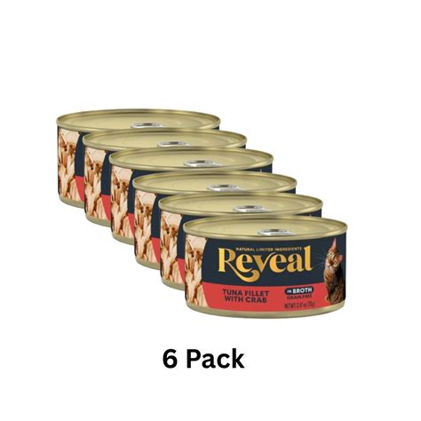 (6 pack) Reveal Natural Wet Cat Food, Tuna Fillet with Crab in Broth, 2 ...