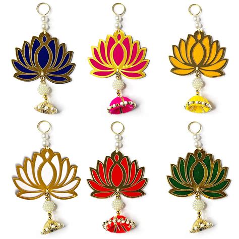 Craft Shop India Handmade Malticolor Acrylic Lotus Flower with Jhumka ...
