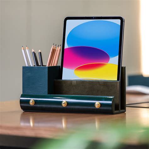 Buy Desk Organiser Set in Green Color – Leather Talks