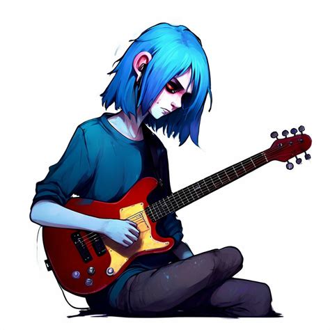 "Sally from Sally Face plays guitar" — image created in Shedevrum