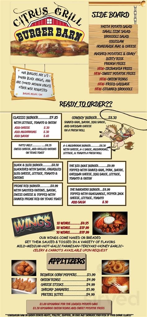 Menu for Citrus Grill in Dunnellon, Florida, United States