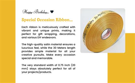 Happy Birthday Printed Satin Ribbon Roll 30 Meters | Gift Wrapping ...