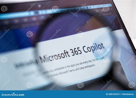 Microsoft 365 Copilot Logo On The Screen Of Laptop Through Magnifying ...