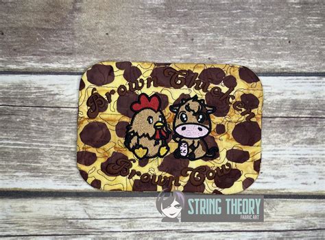 Brown Chicken, Brown Cow Mug Rug ITH in the hoop Digital Download for ...