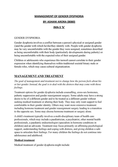 Ashani 8080 Management OF GD - MANAGEMENT OF GENDER DYSPHORIA BY ...