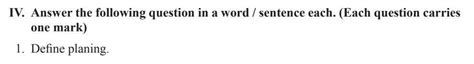 define planing for 1 mark - Brainly.in