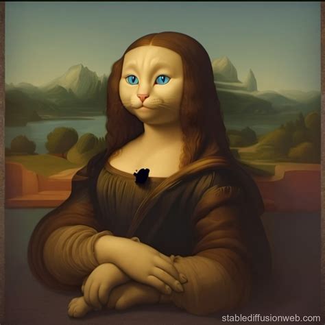 White Cat Mona Lisa in Pixar-Disney 3D Style | Stable Diffusion Online