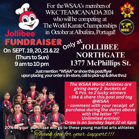 JOLLIBEE NORTHGATE FUNDRAISER FOR WSAAs WORLD ATHLETES, Jollibee Canada ...
