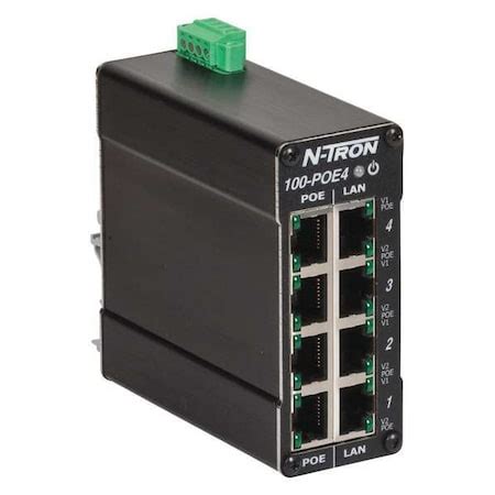 Red Lion Controls Ethernet Switch, 8 Ports, Unmanaged 100-POE4 | Zoro