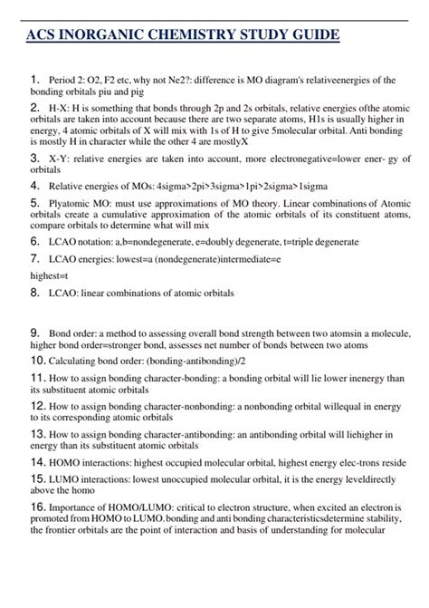 ACS INORGANIC CHEMISTRY STUDY GUIDE 2024/2025 | QUESTIONS WITH 100% ...